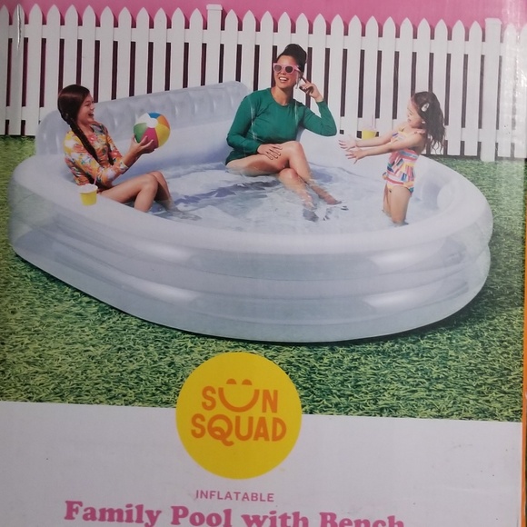 Sun Squad fun 7FT Kid  / Family Inflatable  Swimming  Pool with Bench - Picture 2 of 3
